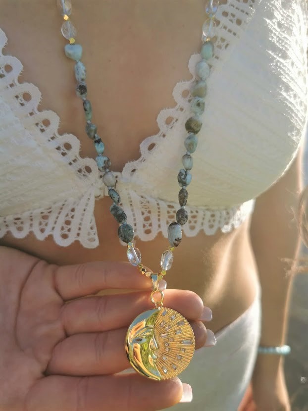 Larimar náhrdelník Kameň Atlantídy