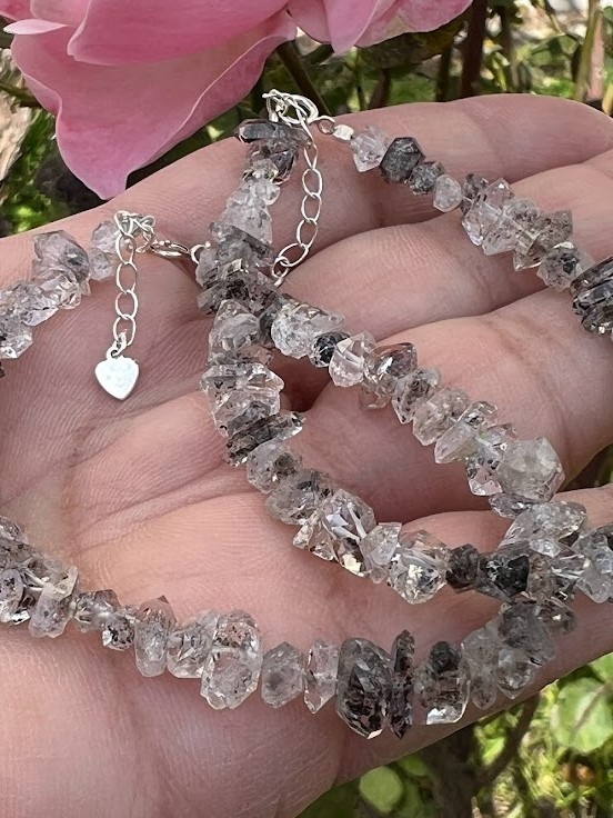 Herkimer diamant náramok strieborné zapínanie