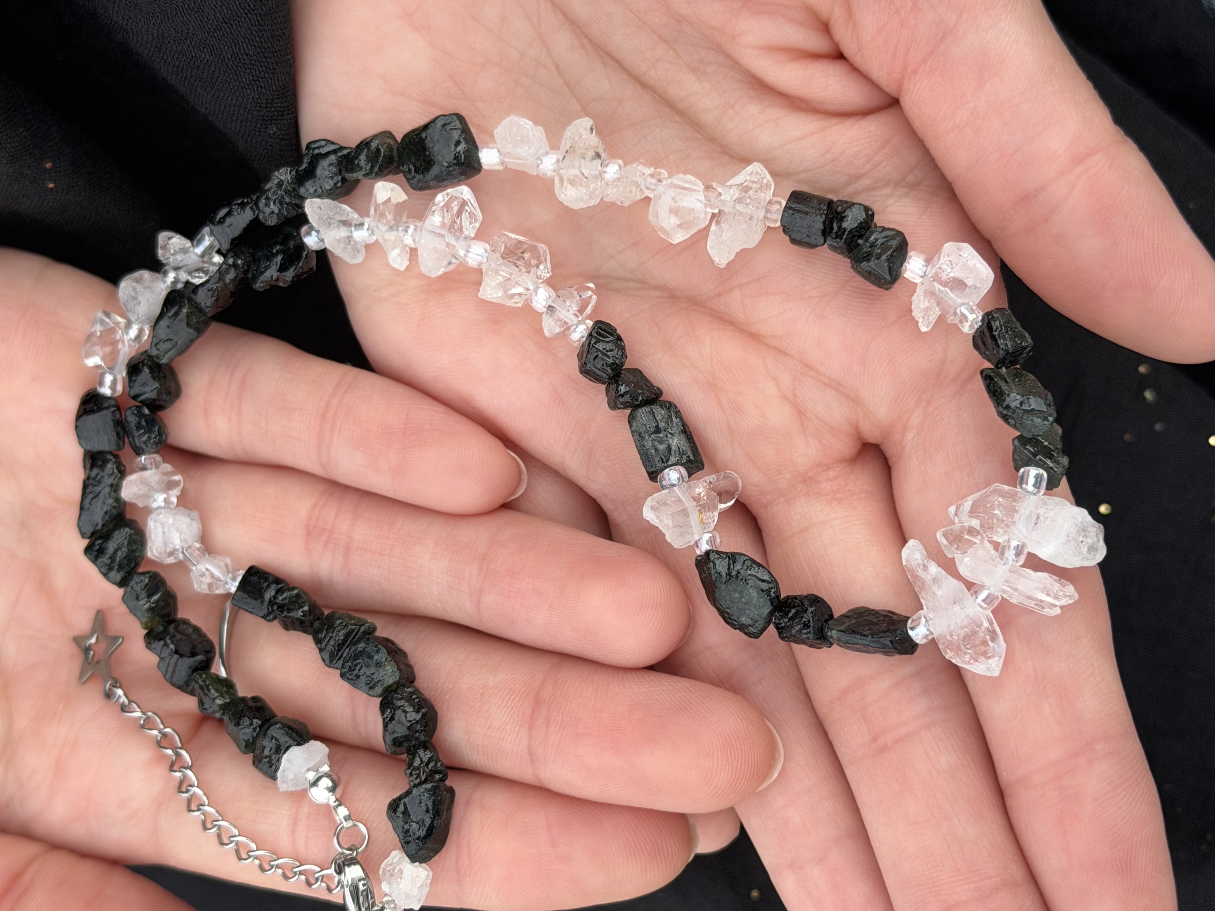 Herkimer diamant AAA, čierny turmalín – Ochrana svetla