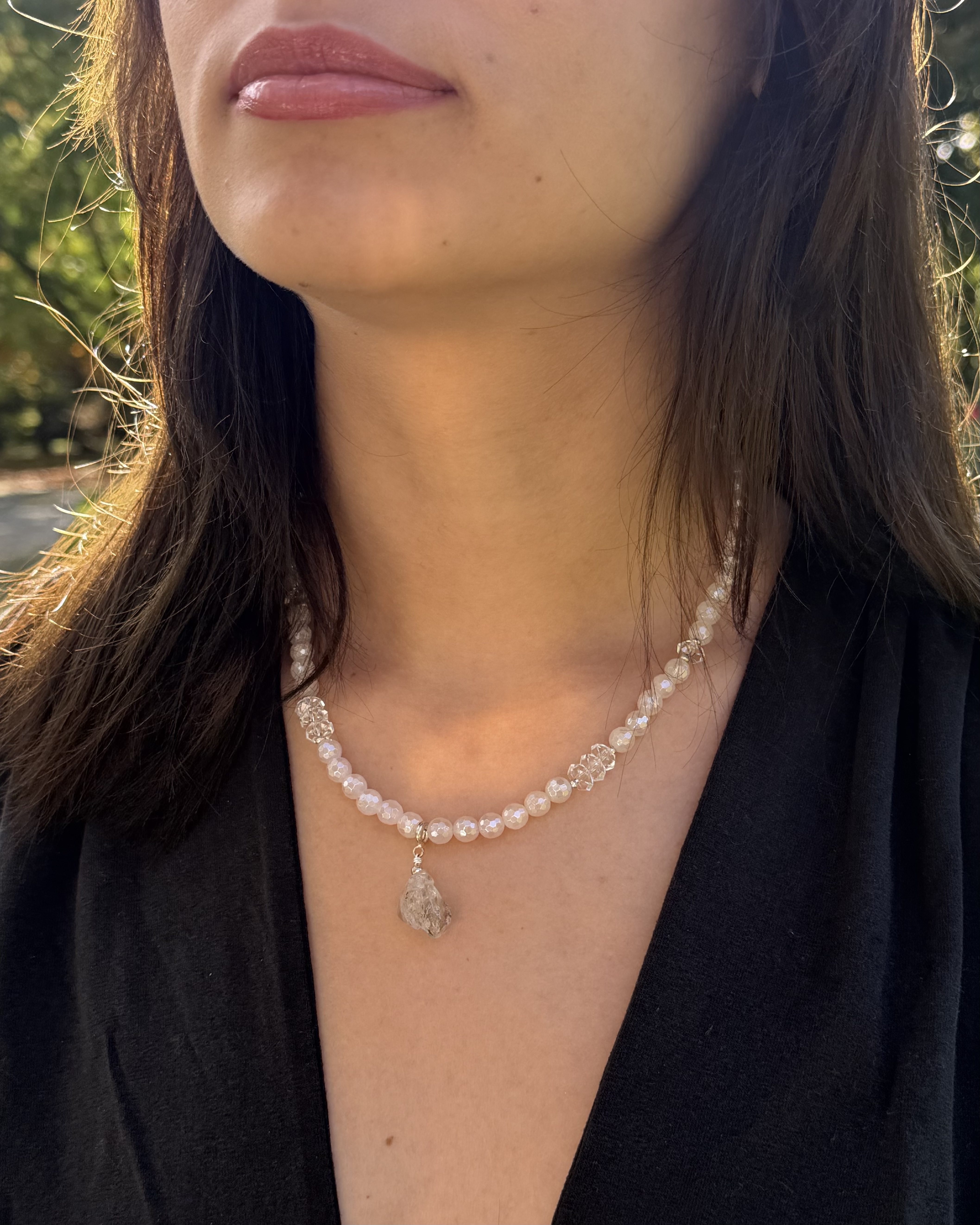 Aqua aura rose, herkimer diamant - RUŽOVÉ SVETLO ATLANTÍDY