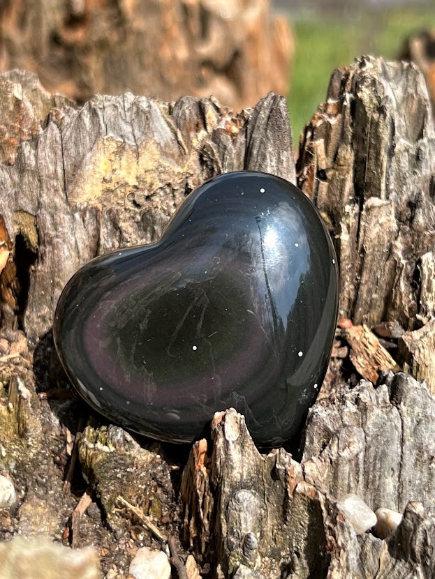 Obsidián dúhový srdce 4,5 - 5,1 cm