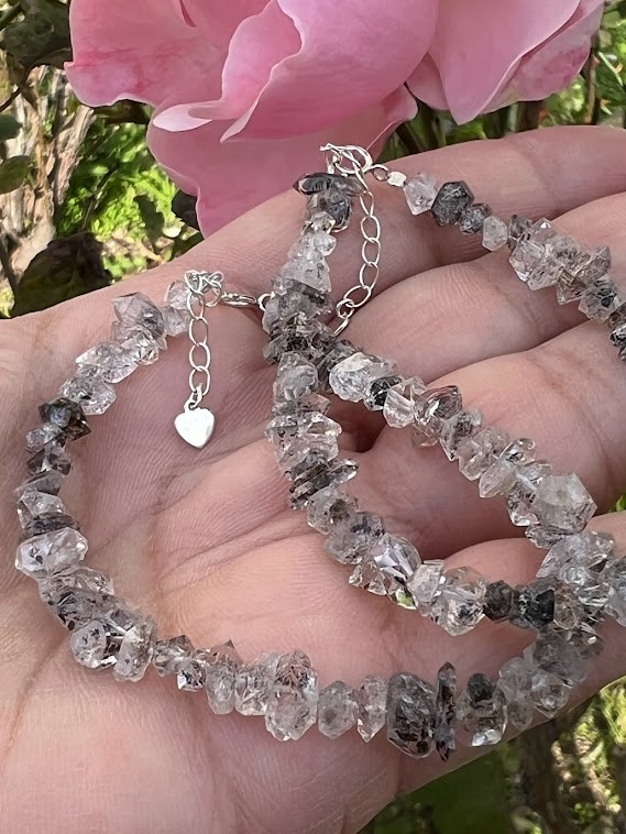 Herkimer diamant náramok strieborné zapínanie