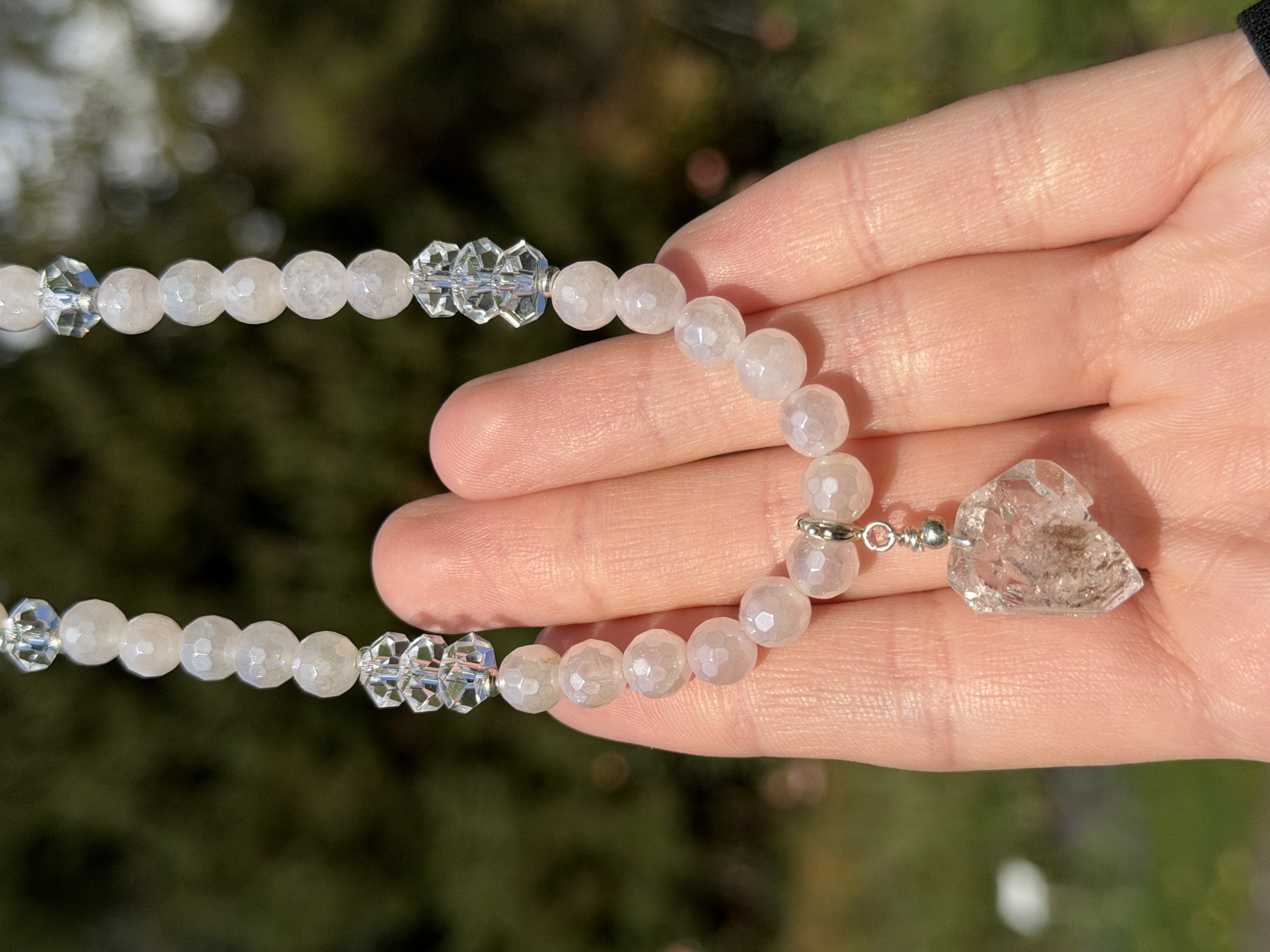 Aqua aura rose, herkimer diamant - RUŽOVÉ SVETLO ATLANTÍDY