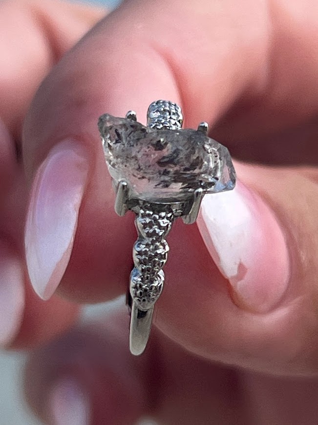Herkimer diamant stieborný prsteň