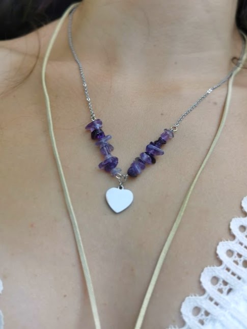 Ametystová láska - náhrdelník z chirurgickej ocele